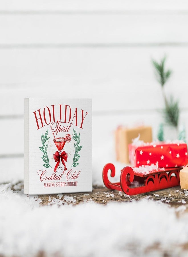 Nvotell Coquette Christmas Cocktail Art Wooden Signs - Bar Cart Decor, Home Bar Kitchen Pub Lounge Club Table Shelf Decor, 5x5 Inch - Image 4